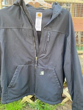 Carhartt Black Zip-Up Hooded Work Jacket